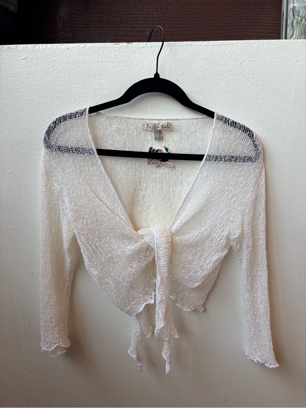 Back from Bali White Sheer Tie-Front Cropped Cardigan